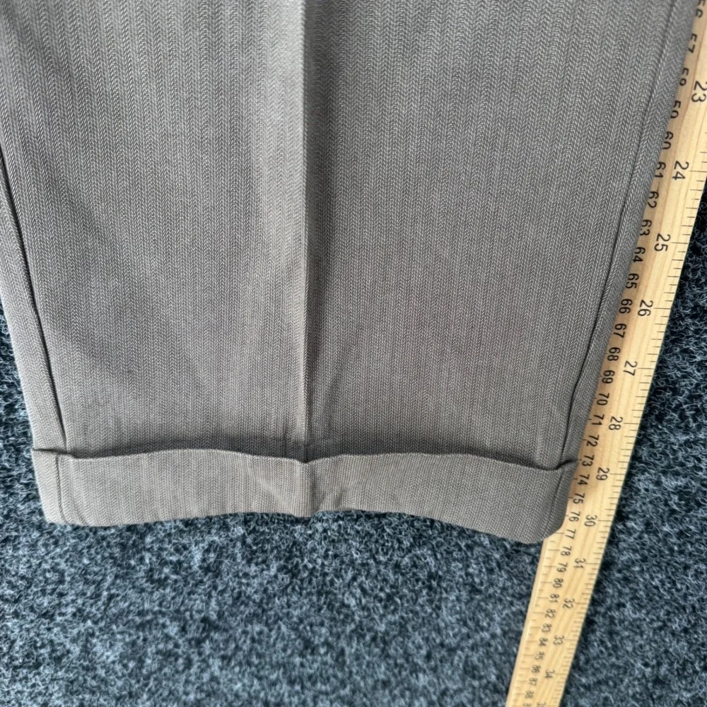 Tommy Bahama Mens 36 Brown Herringbone 100% Silk Pleated Cuffed Dress Pants